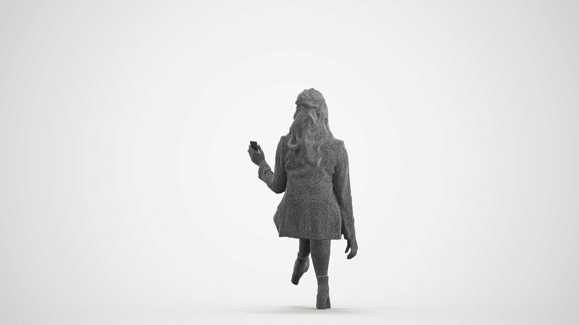 3D scanned woman business, photorealistic archviz people for Enscape and SketchUp, wireframe front view