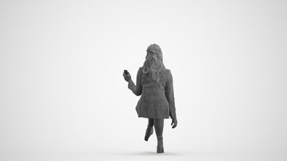 3D scanned woman business, photorealistic archviz people for Enscape and SketchUp, wireframe front view