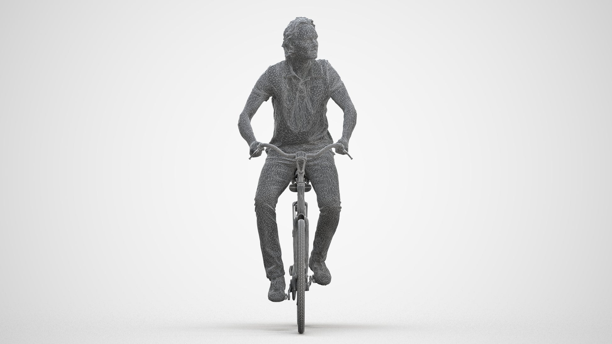 3D scanned man cycling casual, photorealistic archviz people for Enscape and SketchUp, three-quarter front view render