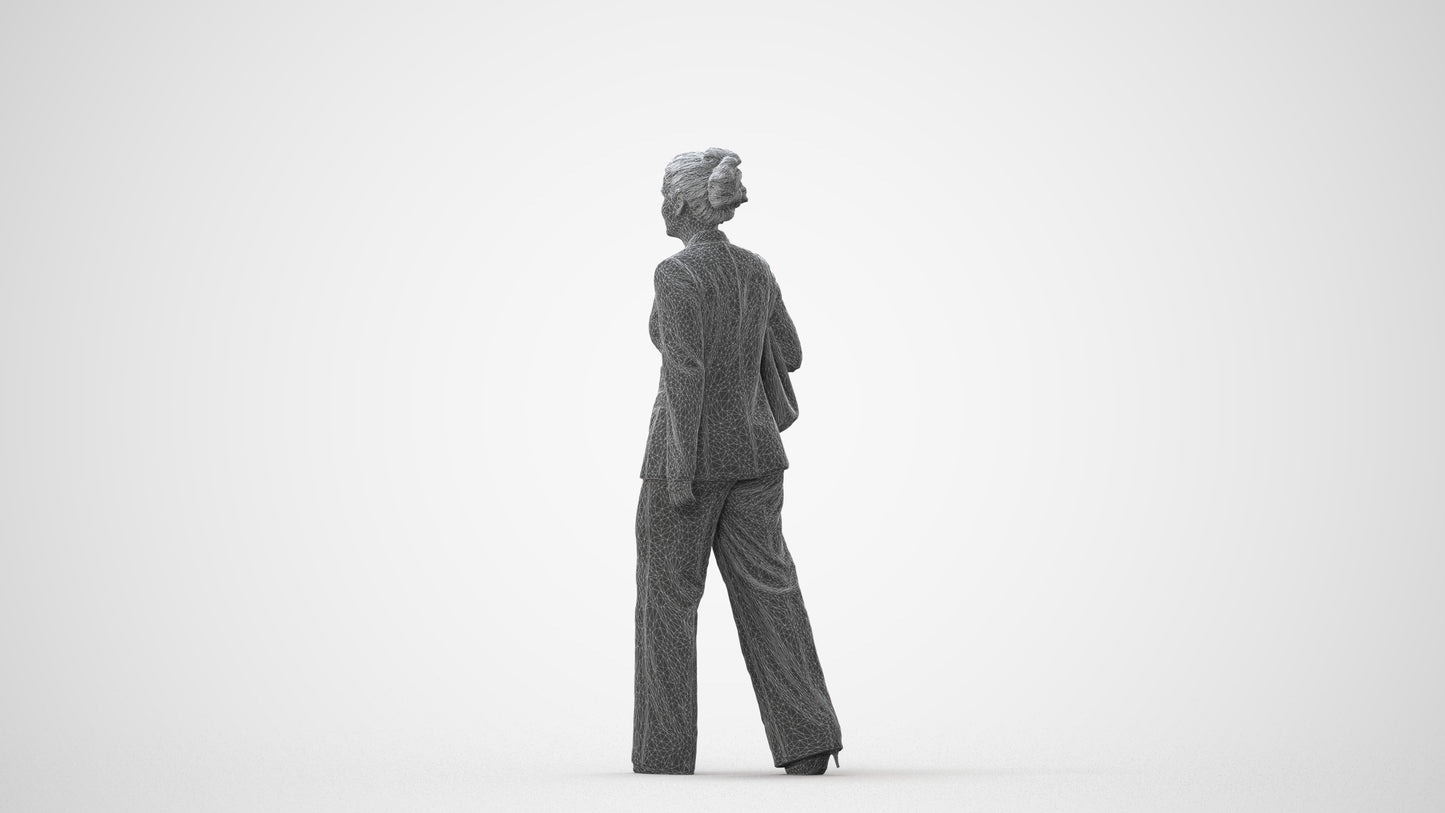 realistic 3D human woman business standing, archviz people FBX OBJ for Blender, square thumbnail