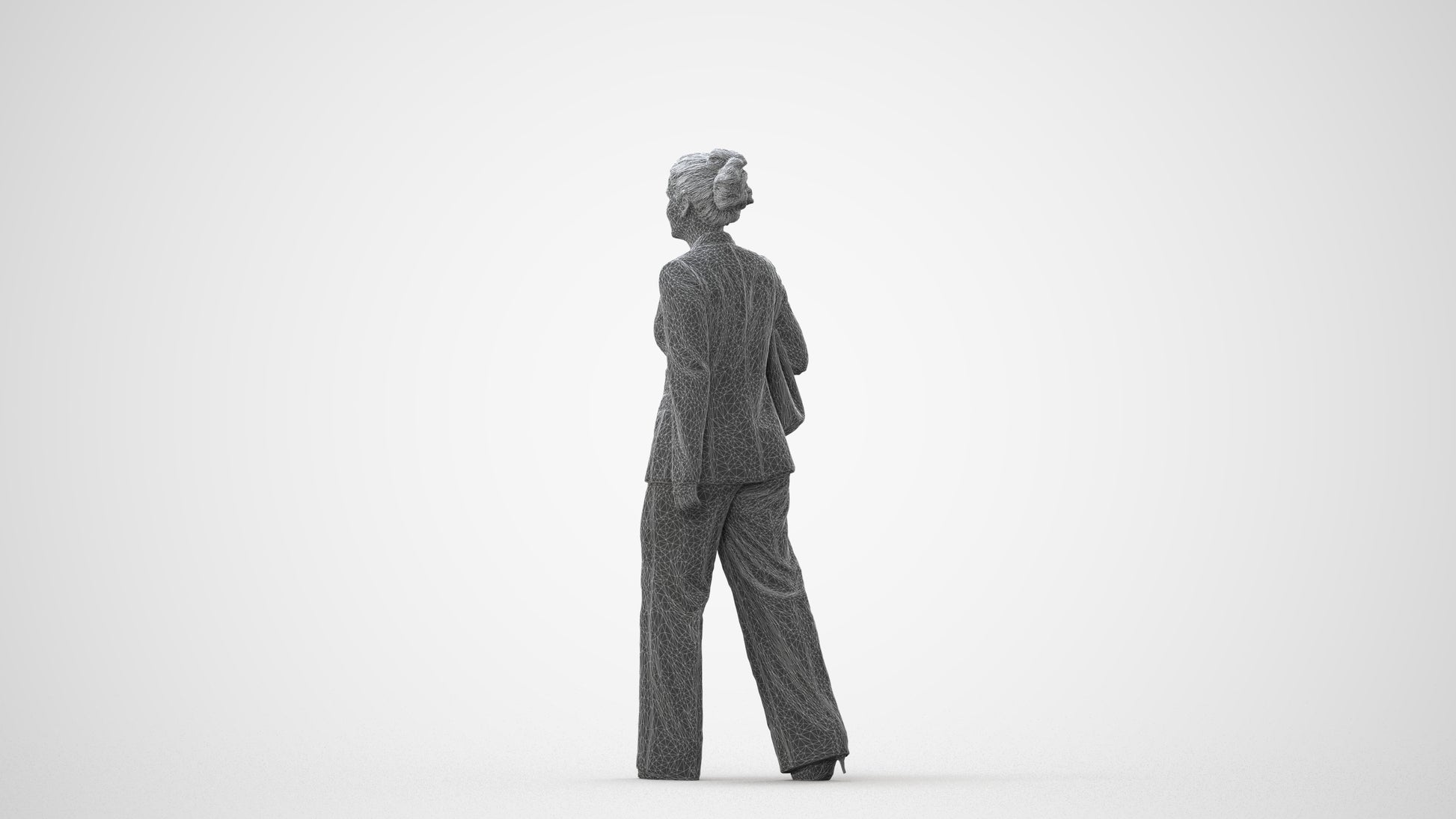 realistic 3D human woman business standing, archviz people FBX OBJ for Blender, square thumbnail