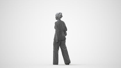 realistic 3D human woman business standing, archviz people FBX OBJ for Blender, square thumbnail