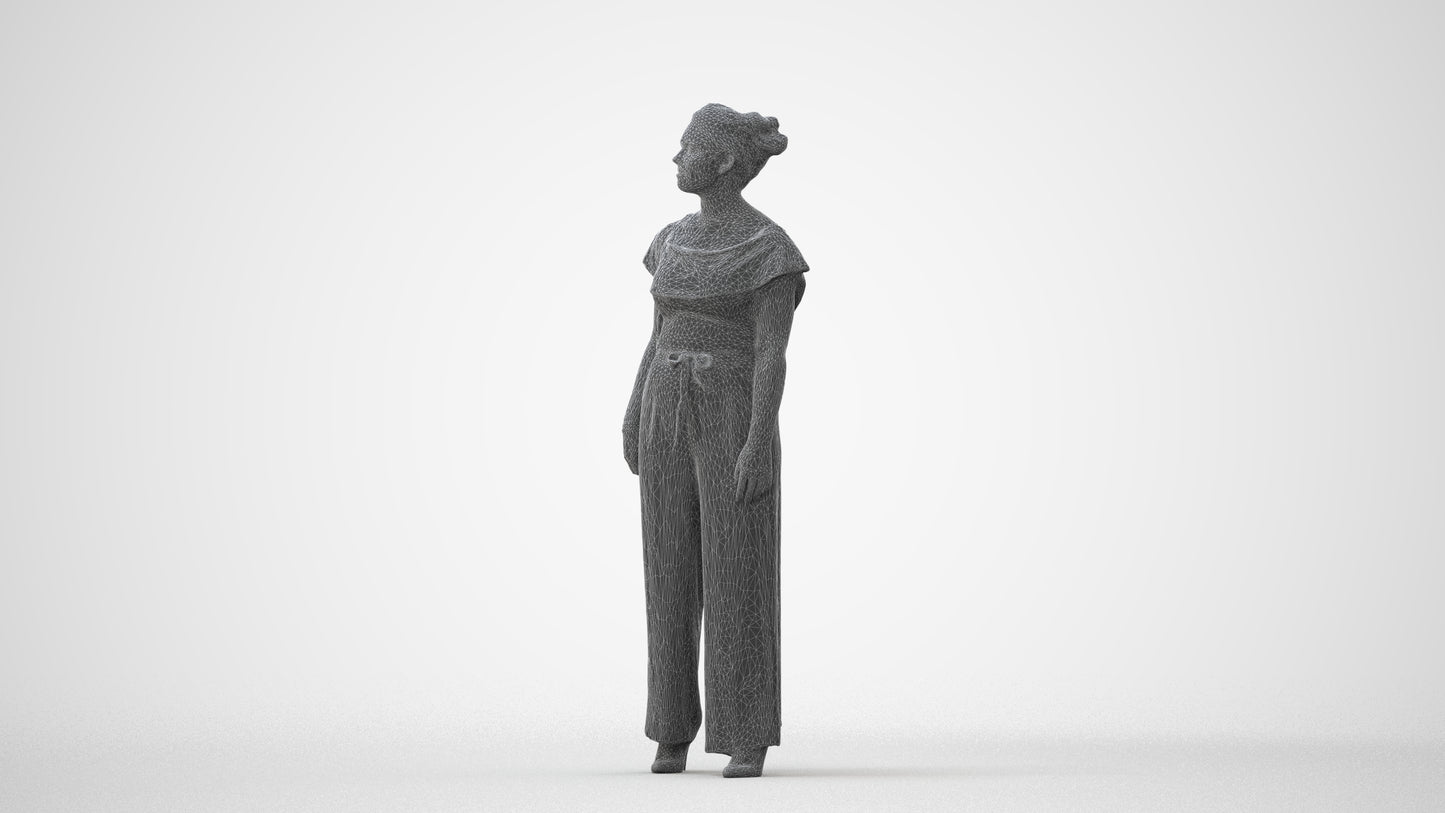 realistic 3D woman casual walking, scanned archviz people for Blender and 3ds Max, square thumbnail