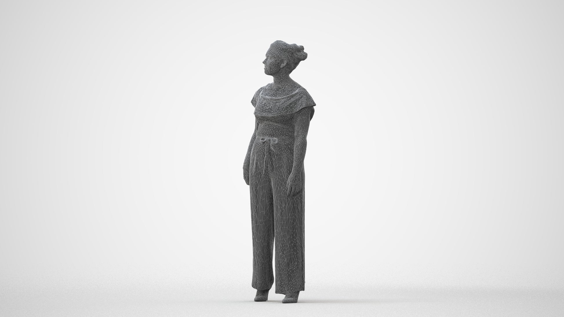realistic 3D woman casual walking, scanned archviz people for Blender and 3ds Max, square thumbnail