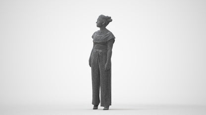 realistic 3D woman casual walking, scanned archviz people for Blender and 3ds Max, square thumbnail
