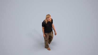 3D scanned woman walking casual, photorealistic archviz people for Enscape and SketchUp, back view render