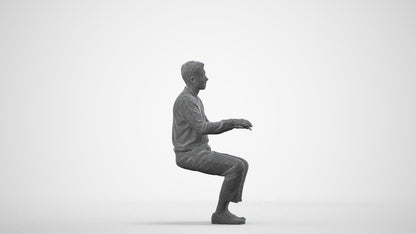 realistic 3D people man casual sitting, render-ready for V-Ray and Corona, FBX OBJ, wireframe side view