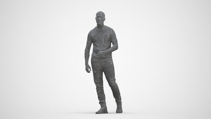 scanned 3D man casual walking, photogrammetry people for Enscape and V-Ray, three-quarter front view render