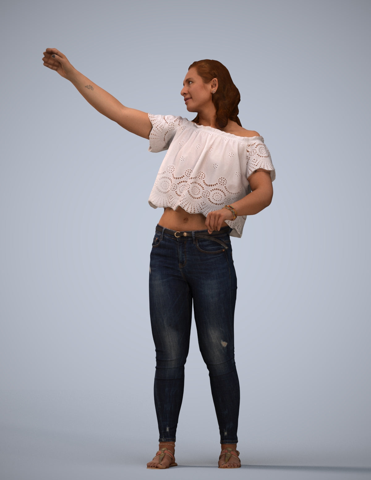 photogrammetry 3D woman casual standing, realistic human model archviz FBX