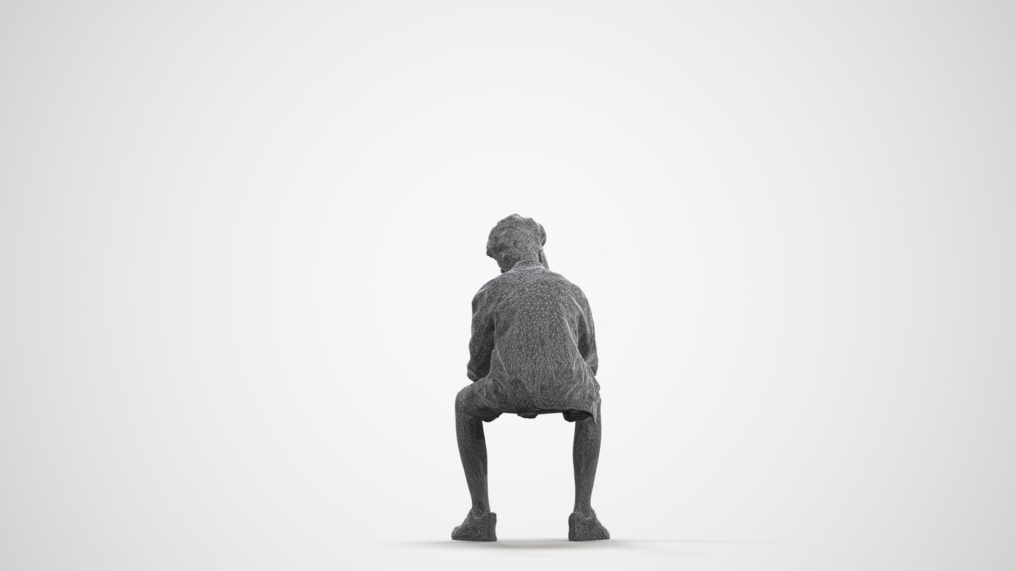 3D human model boy casual kids, photogrammetry scanned person for archviz, wireframe front view