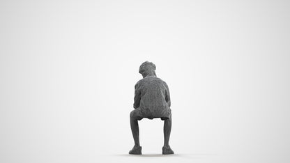 3D human model boy casual kids, photogrammetry scanned person for archviz, wireframe front view