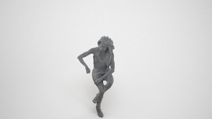 3D people model woman casual sitting, scanned human for 3ds Max rendering, wireframe three-quarter view