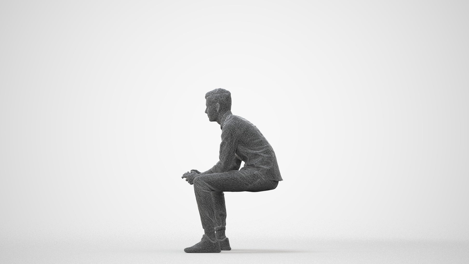 3D people model man casual sitting, scanned human for 3ds Max rendering, square thumbnail