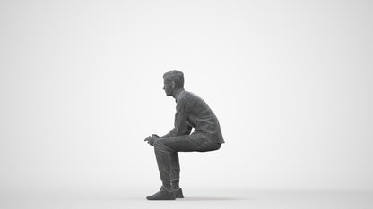 3D people model man casual sitting, scanned human for 3ds Max rendering, square thumbnail