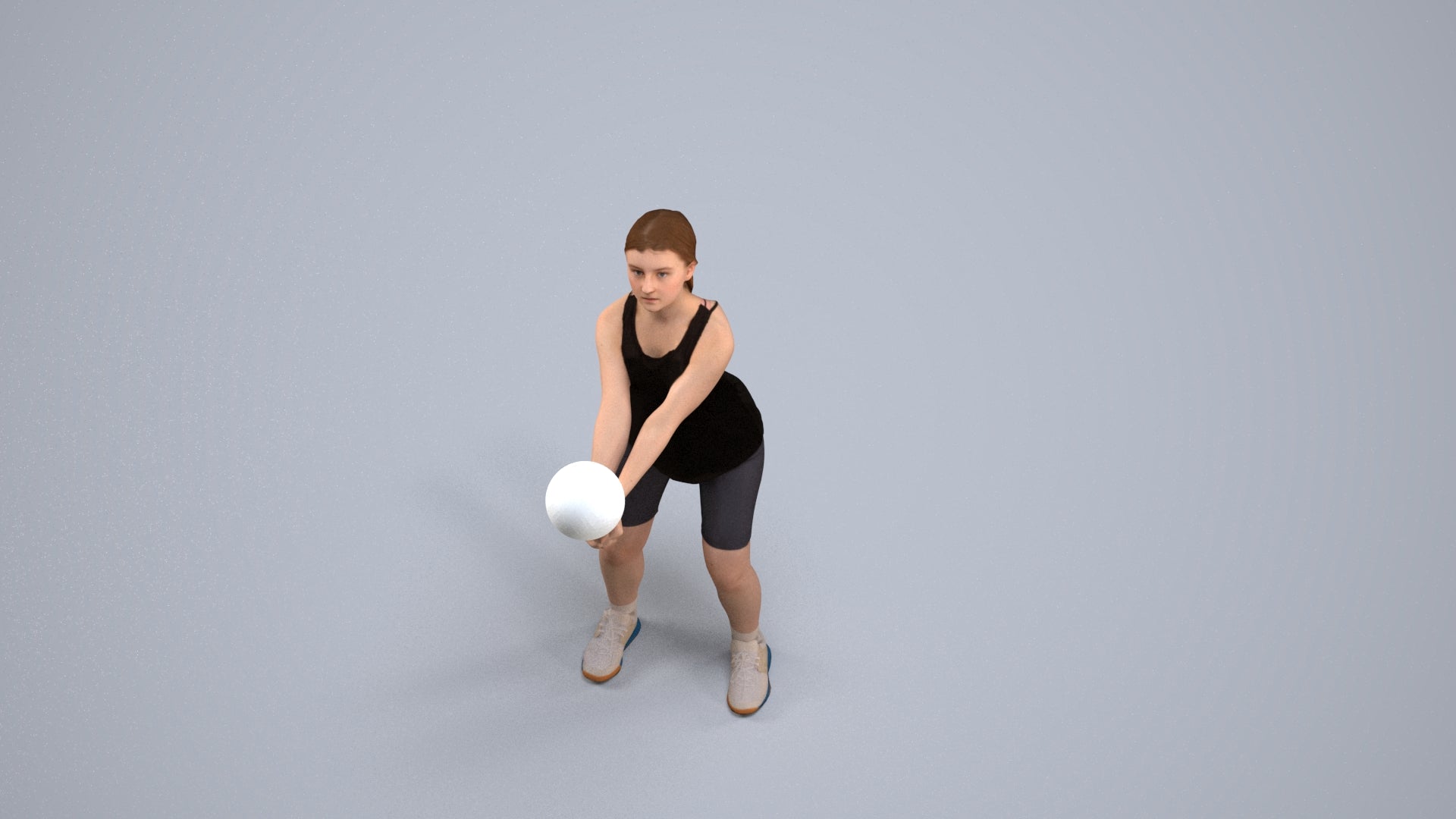 photogrammetry 3D girl sport, realistic human model archviz FBX, back view render