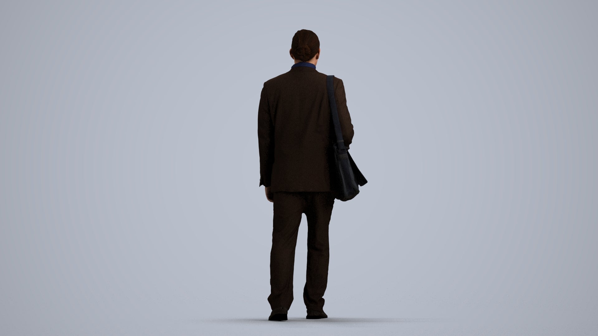 realistic 3D human man business walking, archviz people FBX OBJ for Blender, front view render