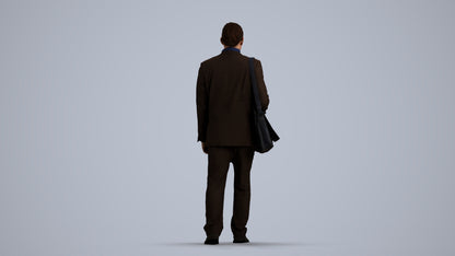 realistic 3D human man business walking, archviz people FBX OBJ for Blender, front view render