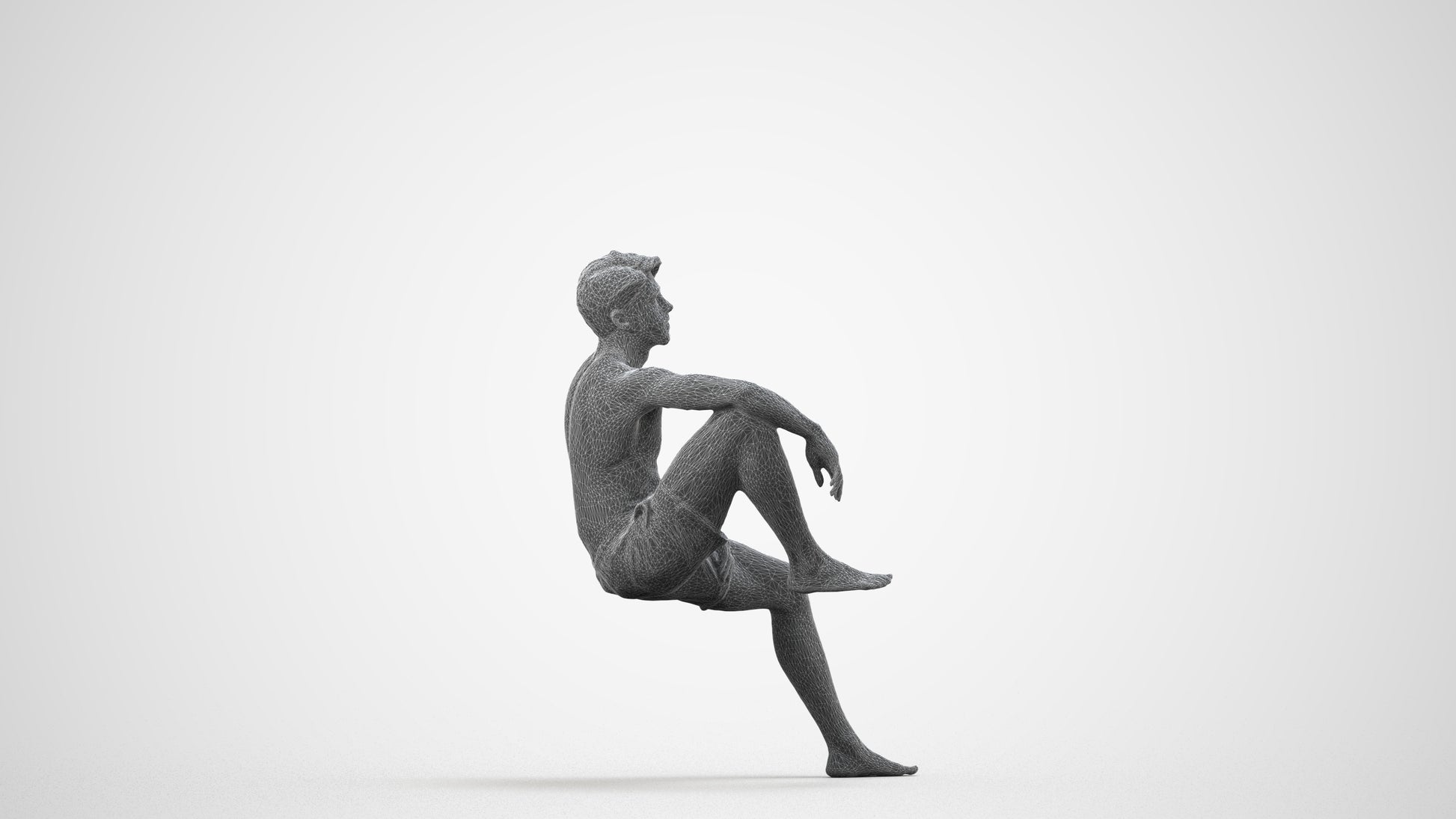 realistic 3D people man pool, render-ready for V-Ray and Corona, FBX OBJ, wireframe side view
