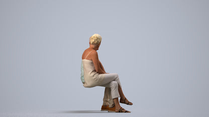3D people model senior woman casual couple, scanned human for 3ds Max rendering, side view render
