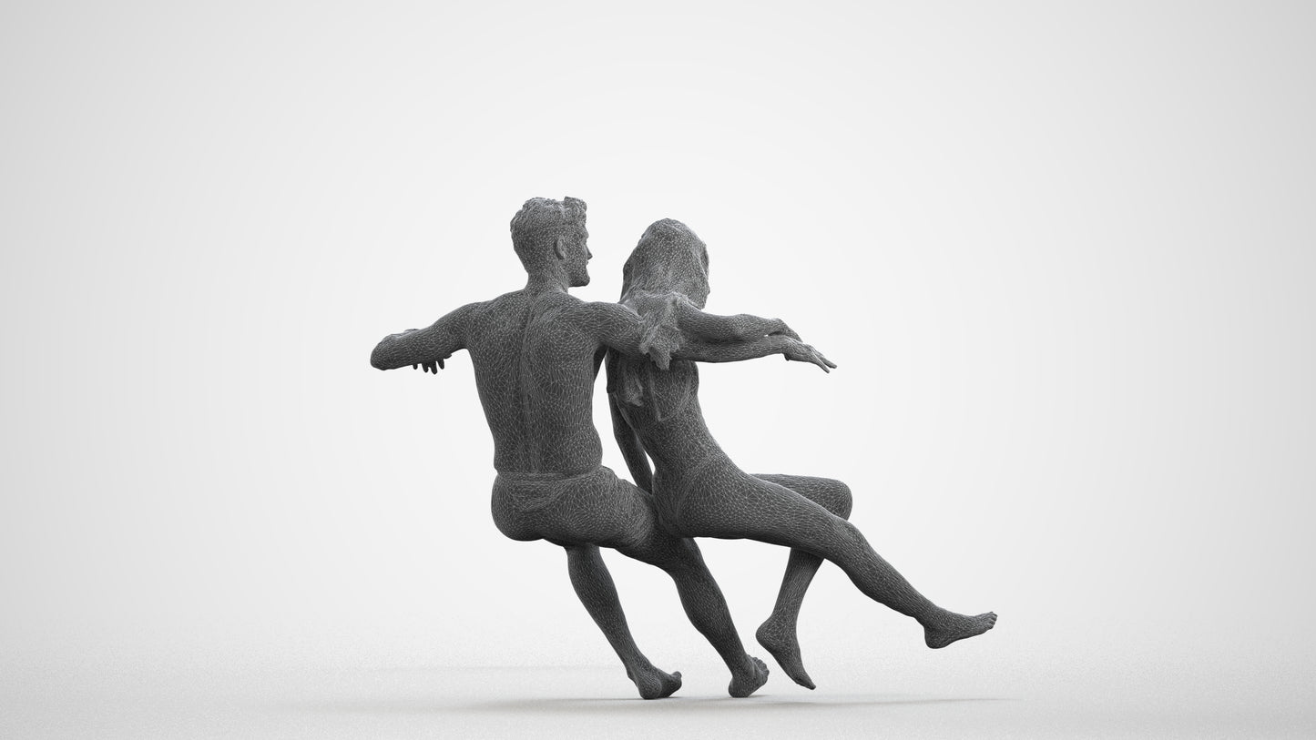 3D scanned woman mix, photorealistic archviz people for Enscape and SketchUp, wireframe front view