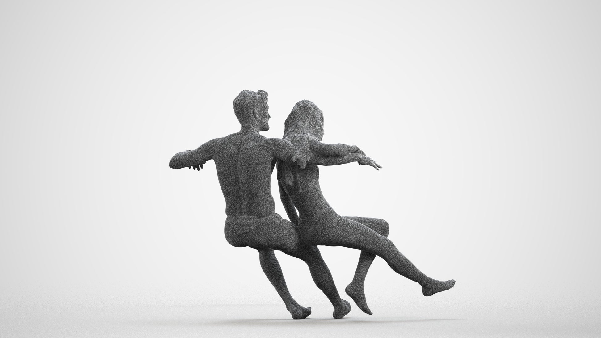 3D scanned woman mix, photorealistic archviz people for Enscape and SketchUp, wireframe front view