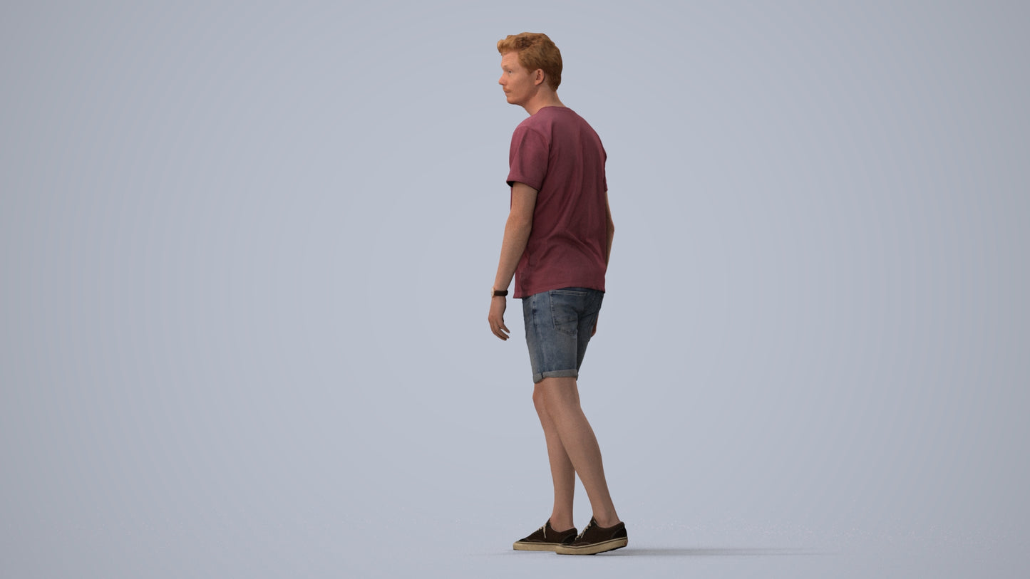 scanned 3D man casual walking, photogrammetry people for Enscape and V-Ray, three-quarter view render