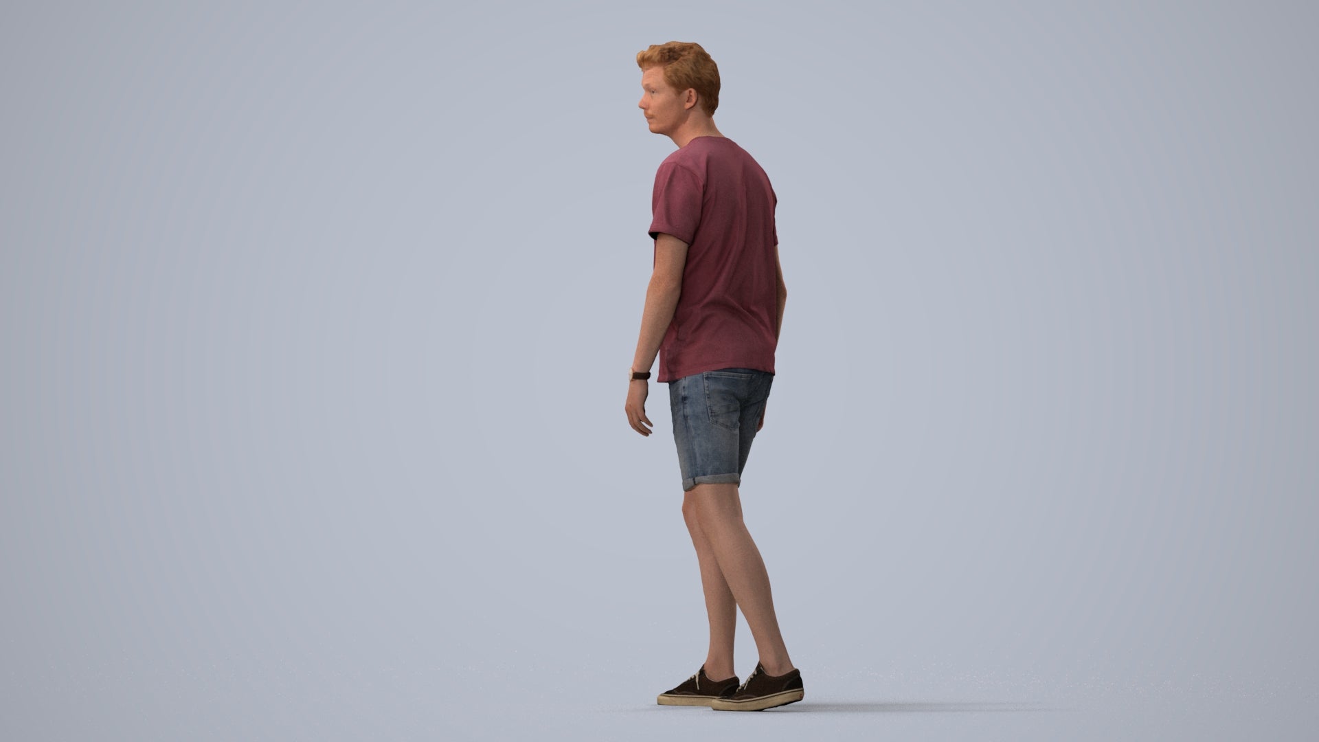 scanned 3D man casual walking, photogrammetry people for Enscape and V-Ray, three-quarter view render