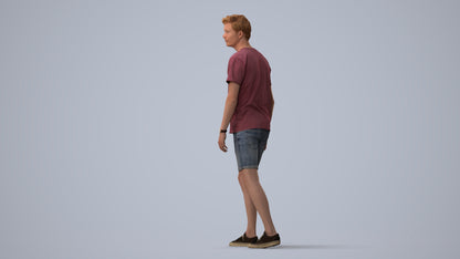 scanned 3D man casual walking, photogrammetry people for Enscape and V-Ray, three-quarter view render