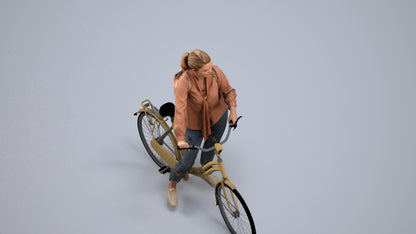 3D scanned woman cycling casual, photorealistic archviz people for Enscape and SketchUp, back view render