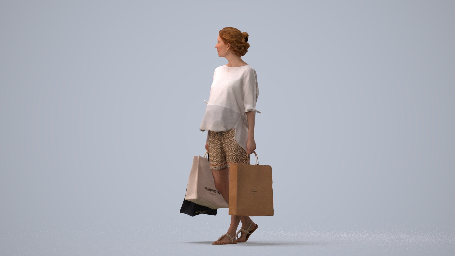 3D people model man formal shopping, scanned human for 3ds Max rendering, three-quarter view render