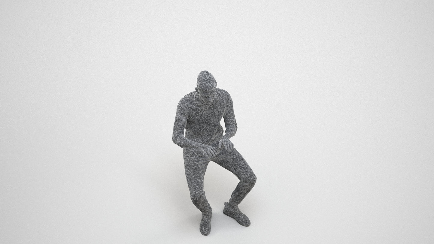 realistic 3D man casual business, scanned archviz people for Blender and 3ds Max, wireframe three-quarter view