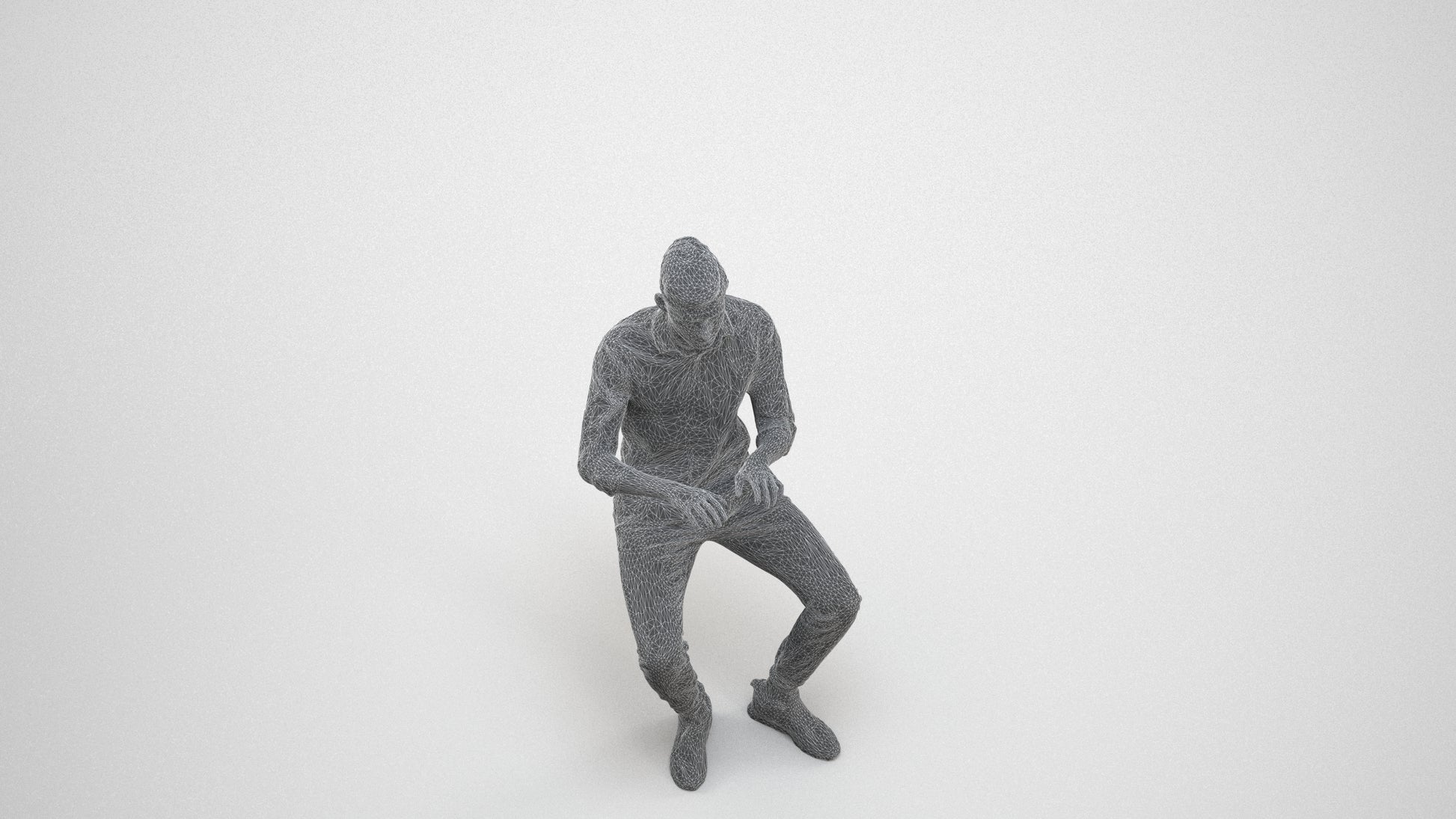 realistic 3D man casual business, scanned archviz people for Blender and 3ds Max, wireframe three-quarter view