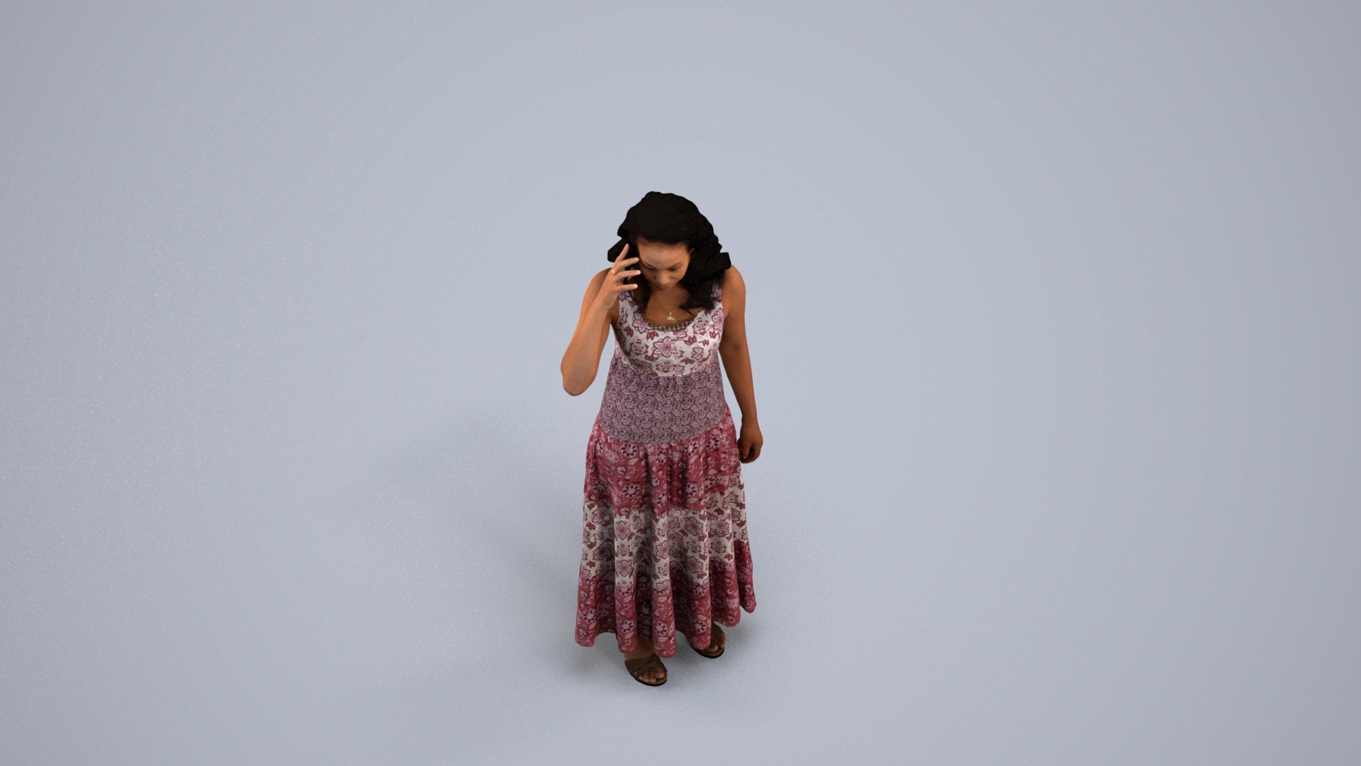 3D people model woman casual standing, scanned human for 3ds Max rendering, back view render