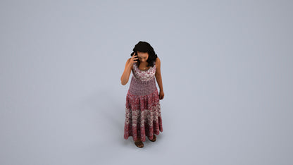 3D people model woman casual standing, scanned human for 3ds Max rendering, back view render