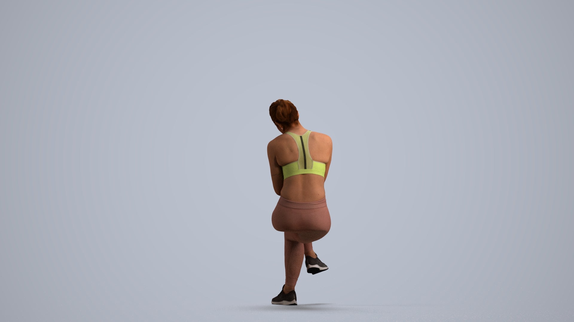 3D people model woman sport, scanned human for 3ds Max rendering, front view render