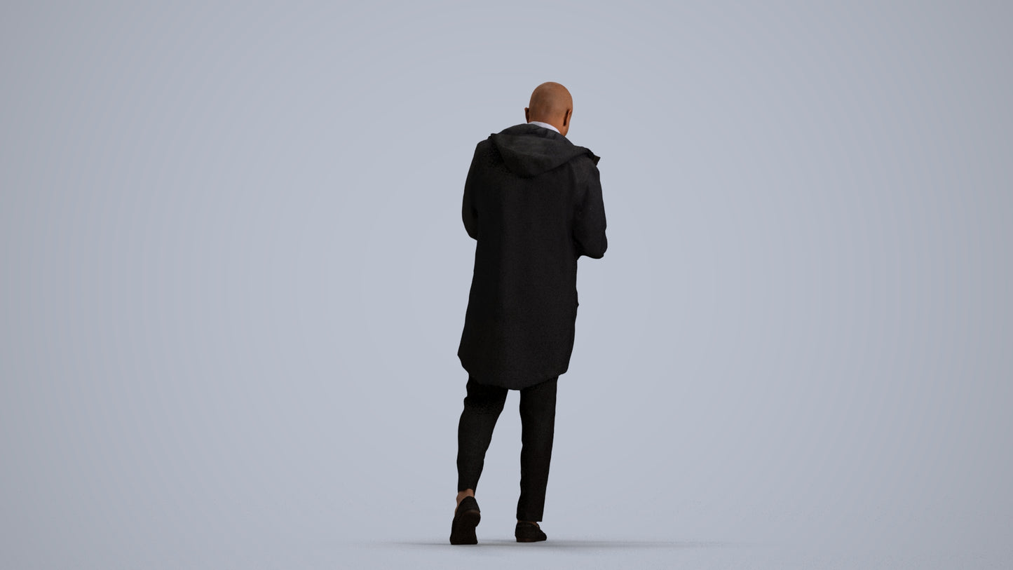 3D people model man business, scanned human for 3ds Max rendering, front view render