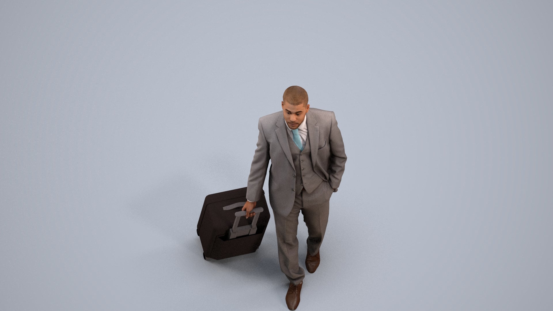 3D people model man business, scanned human for 3ds Max rendering, back view render