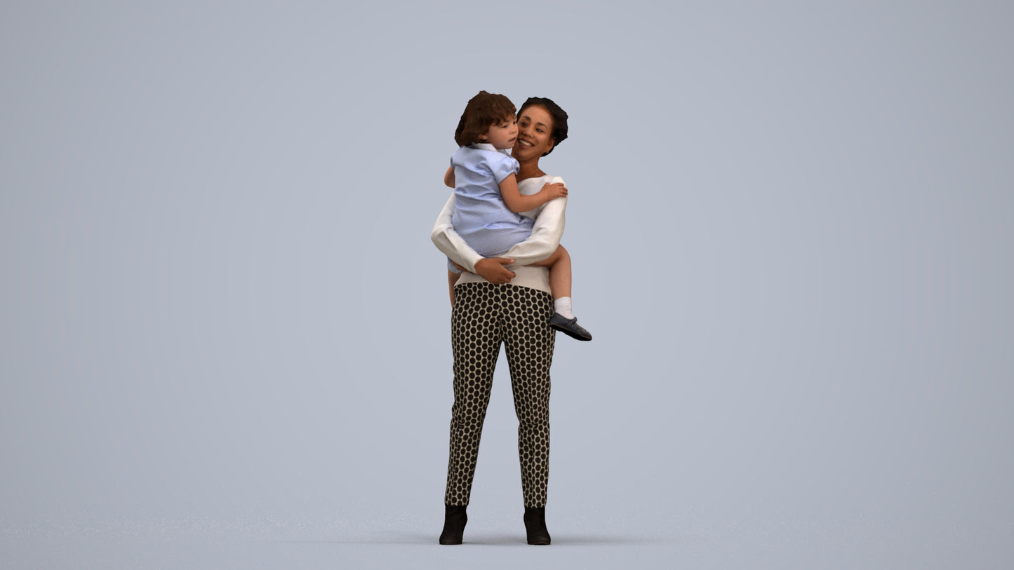 realistic 3D people girl casual kids, render-ready for V-Ray and Corona, FBX OBJ, standing pose render