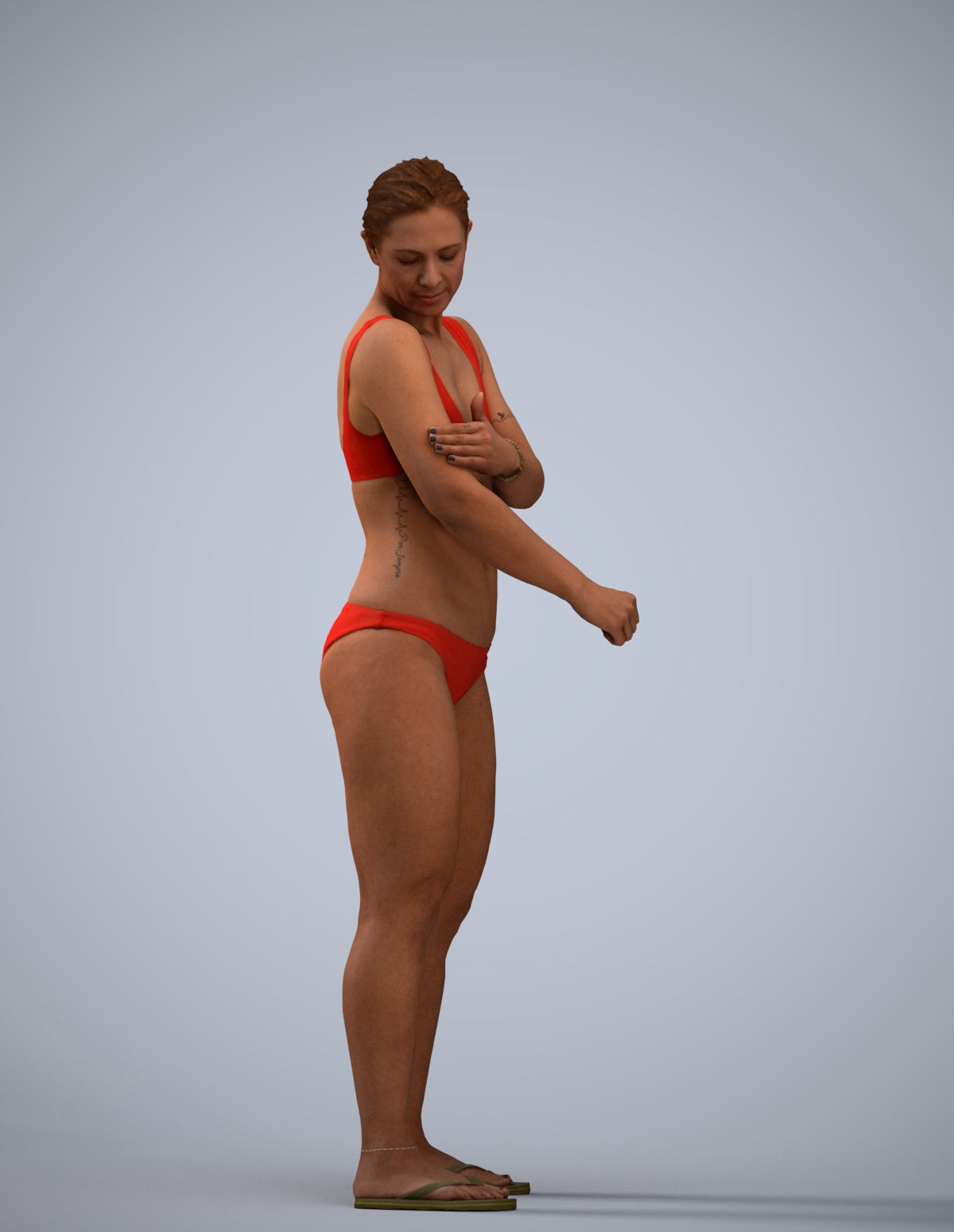 scanned 3D woman pool, photogrammetry people for Enscape and V-Ray
