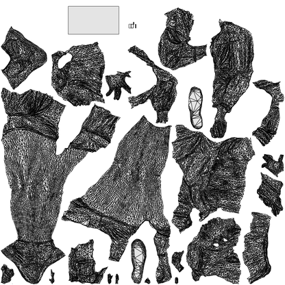 realistic 3D woman casual standing, scanned archviz people for Blender and 3ds Max, wireframe top-down view