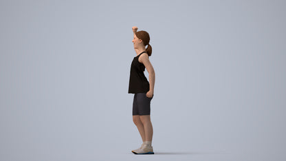 3D scanned girl sport, photorealistic archviz people for Enscape and SketchUp, three-quarter view render