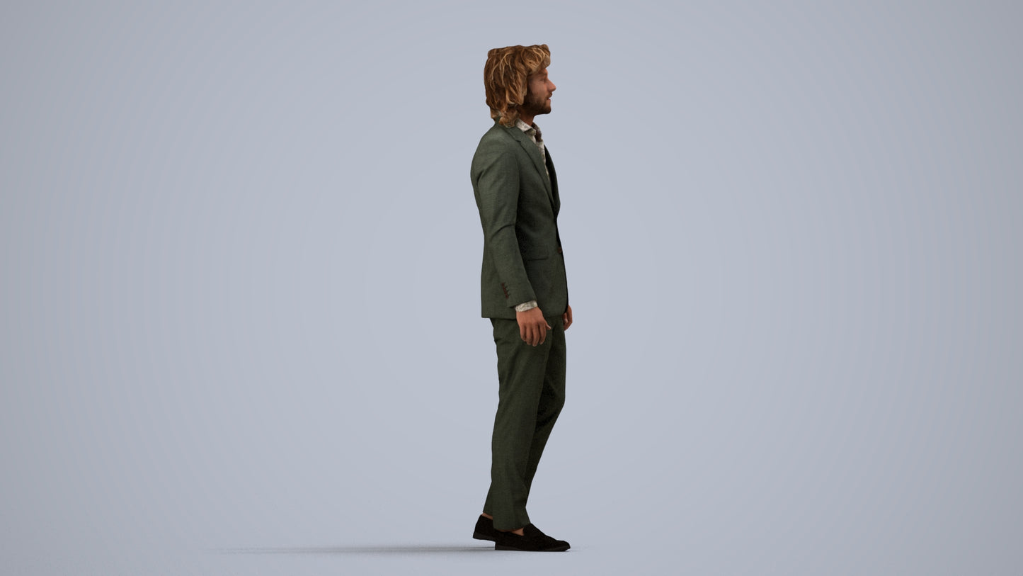 scanned 3D man business, photogrammetry people for Enscape and V-Ray, side view render