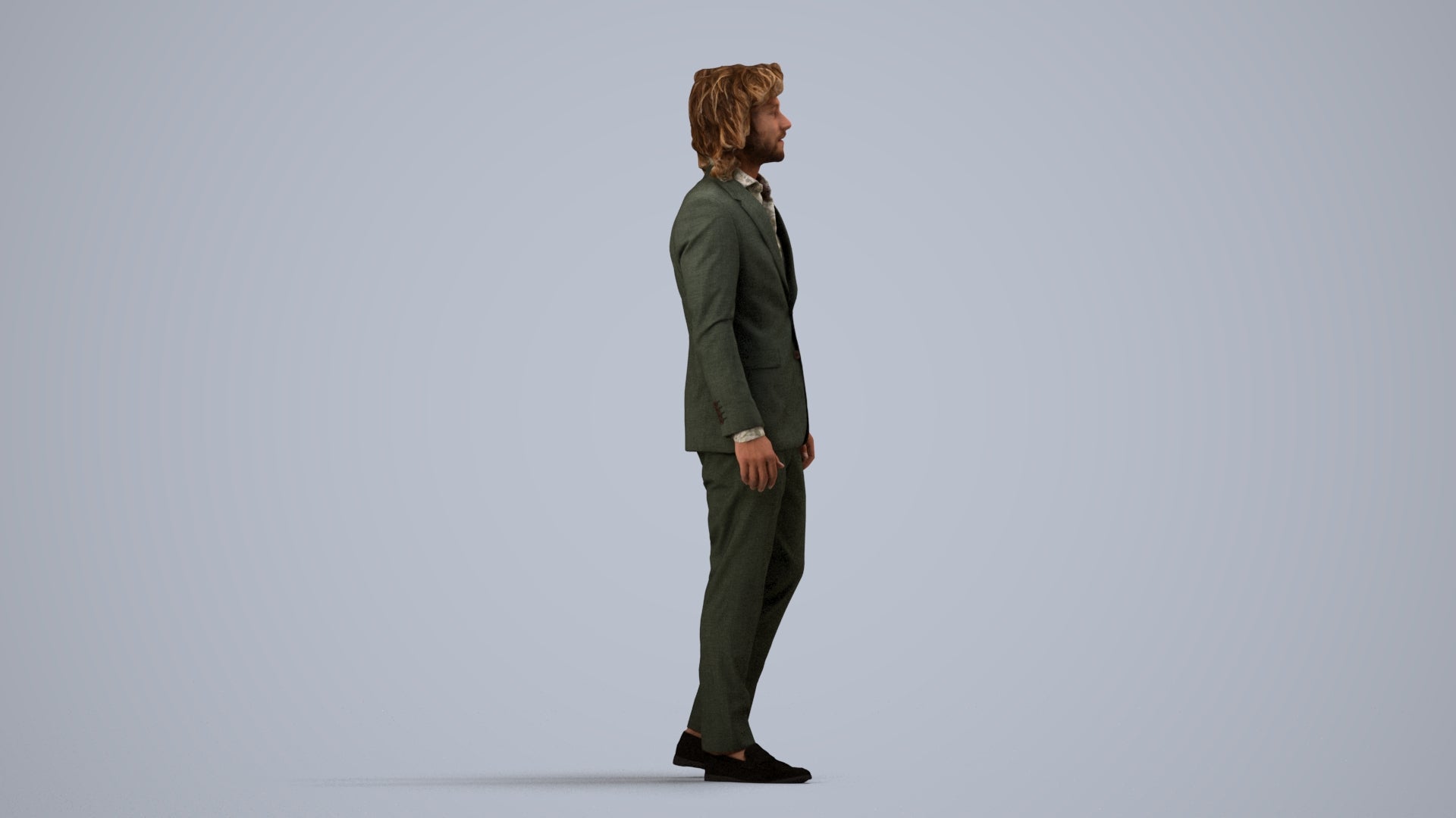 scanned 3D man business, photogrammetry people for Enscape and V-Ray, side view render
