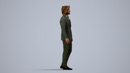 scanned 3D man business, photogrammetry people for Enscape and V-Ray, side view render