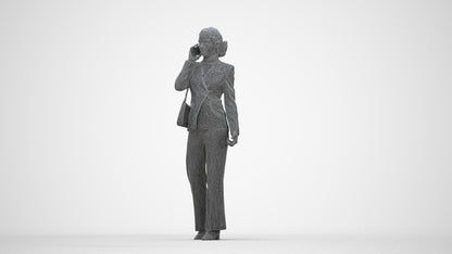 scanned 3D woman business, photogrammetry people for Enscape and V-Ray, wireframe back view