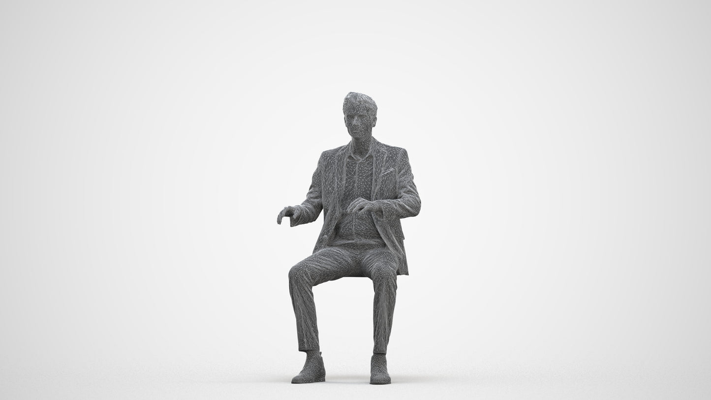 3D scanned man business, photorealistic archviz people for Enscape and SketchUp, three-quarter front view render