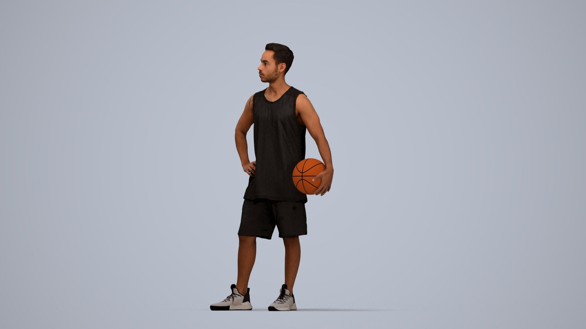 realistic 3D people man sport, render-ready for V-Ray and Corona, FBX OBJ, top-down view render