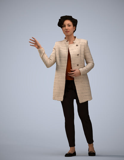 3D human model woman business, photogrammetry scanned person for archviz