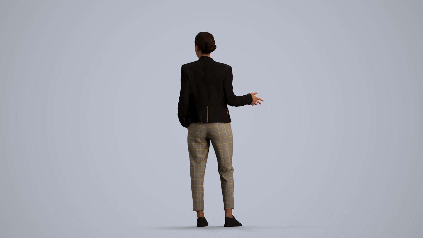 realistic 3D people woman business standing, render-ready for V-Ray and Corona, FBX OBJ, front view render