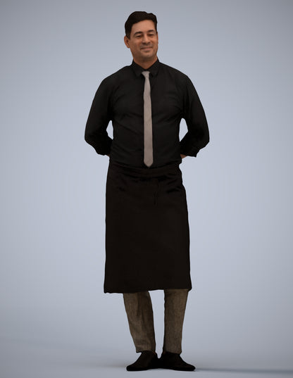scanned 3D man hospitality, photogrammetry people for Enscape and V-Ray